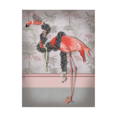 Trademark Fine Art Fab Funky 'Flamingo and Pearls, Full' Canvas Art, 24x32 WAG15886-C2432GG